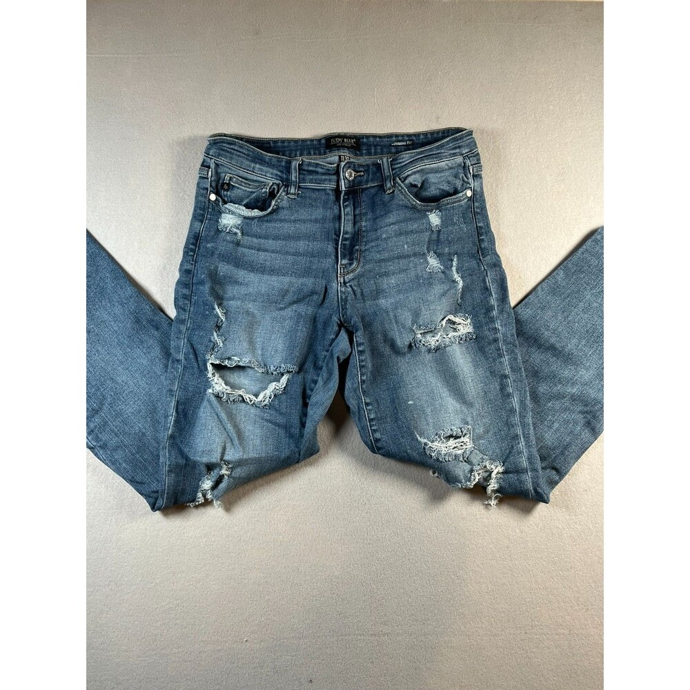 size 11 or 30 Judy Blue boyfriend fit jeans Distressed Holy Jeans